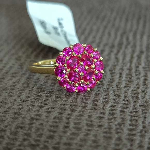 Shivam Lab🧪 Created Pink💕 Ruby Floral🌸 Cluster Ring💍 - NWT - Picture 2 of 16